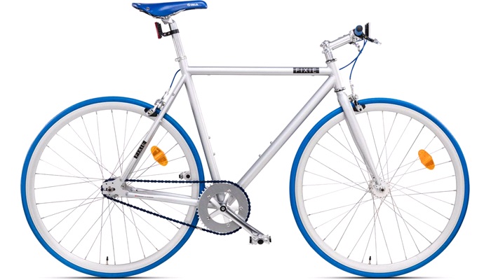 Fixie bike 57 cm sølv/blå flip flop nav