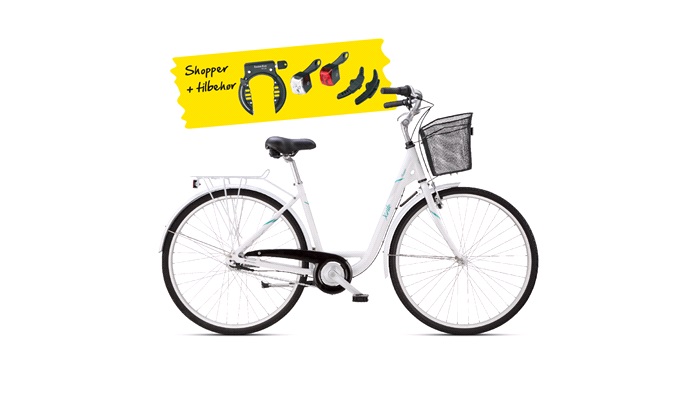 Shopper 28" 7-gear alu. hvid PAKKETILBUD