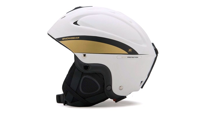Skihjelm hvid/guld medium (55-58 cm)