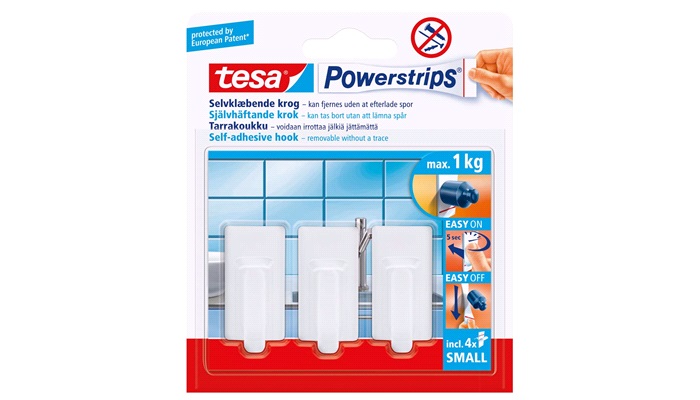 TESA, Knage, hvid, small, Classic, Powerstips