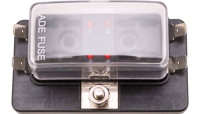 Sikringsboks 4 sikringer m LED indikator