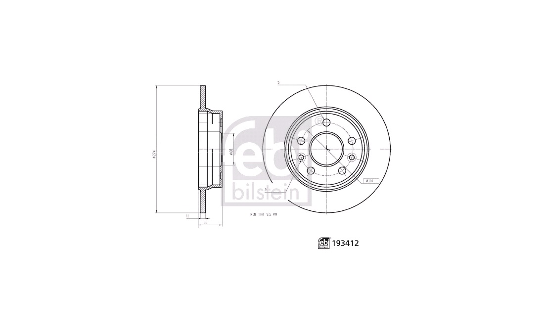  Bremseskive 274 x 11 mm