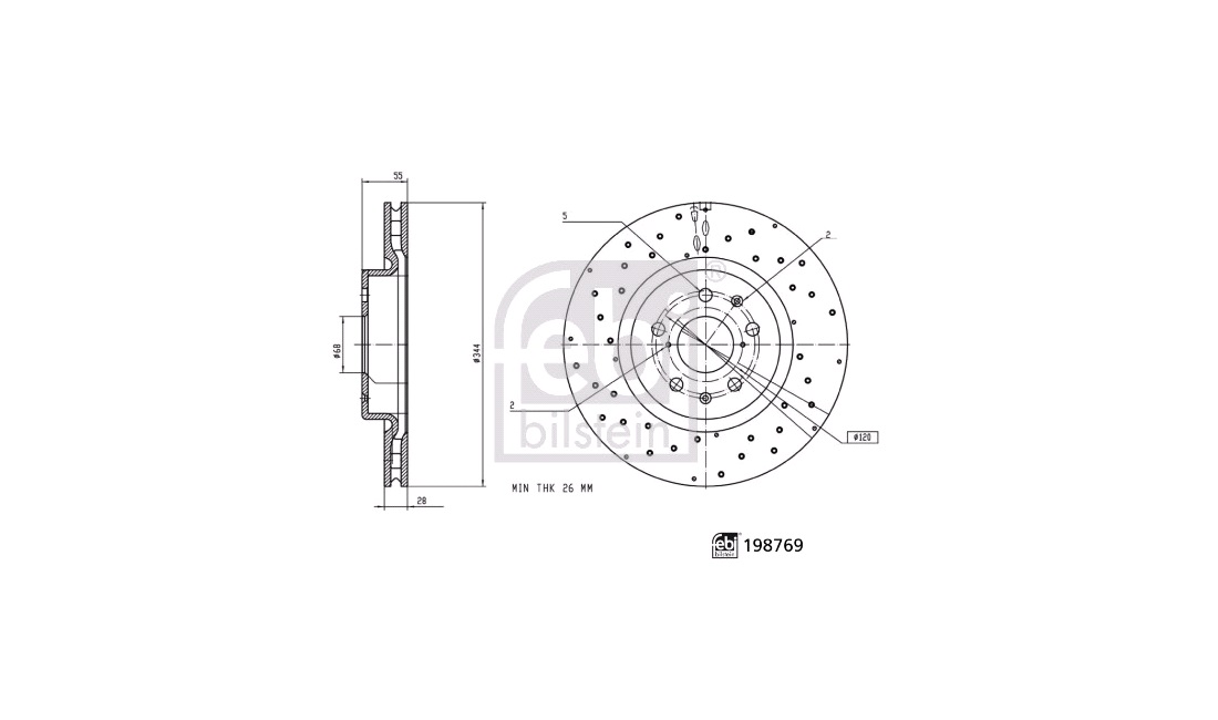  Bremseskive 344 x 28 mm