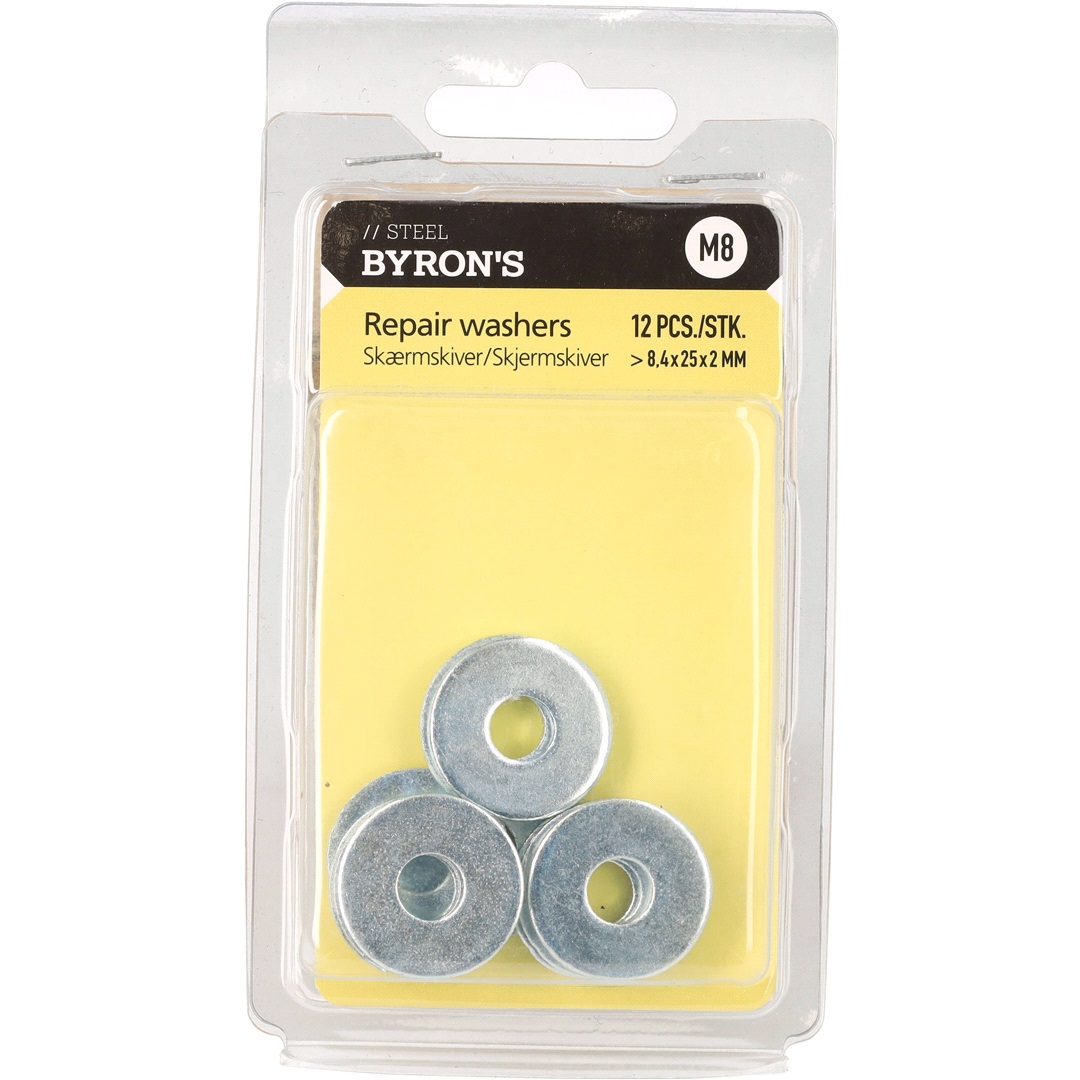 BYRON's Skärmbrickor M8 8,4x25x2 mm - 12 st.