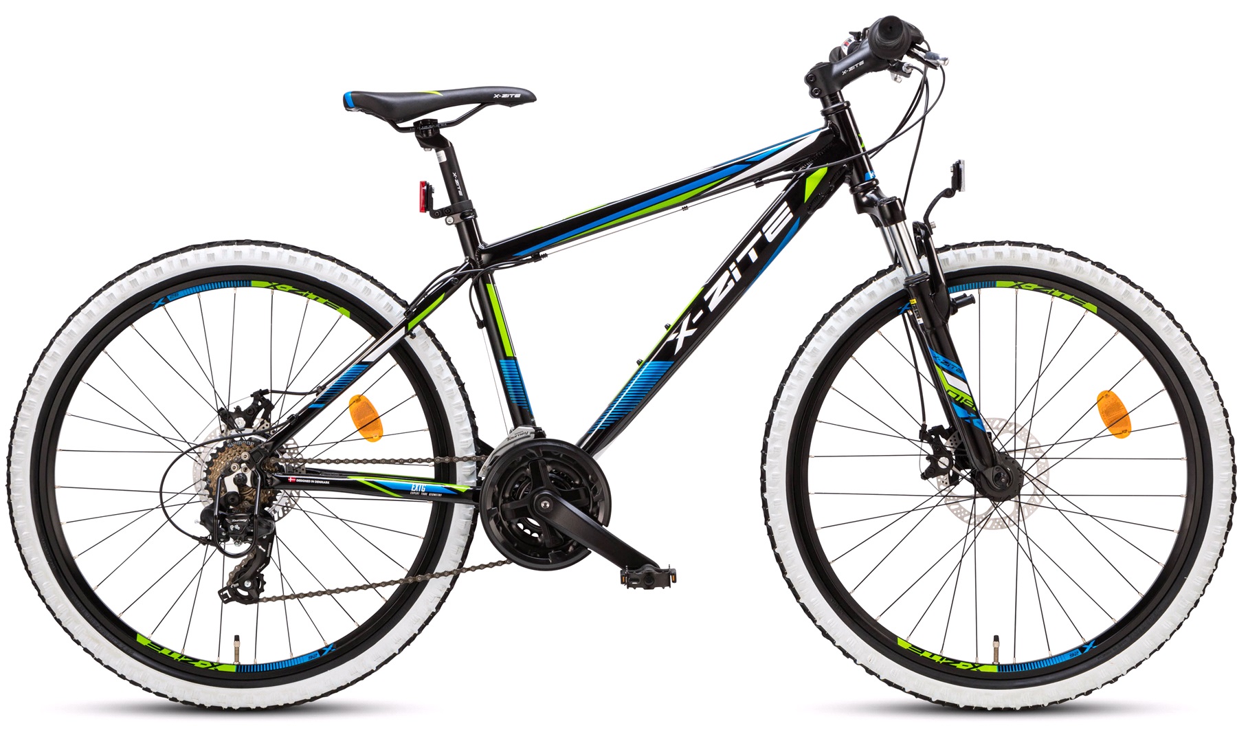 Mountainbike 26" 21-gear sort/blå/grøn - Juniorcykler 20-26 tommer cykler til børn mellem 6-14 år -