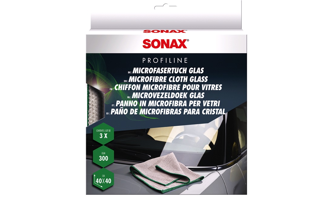  SONAX Microfiberklud Glas 3 stk.