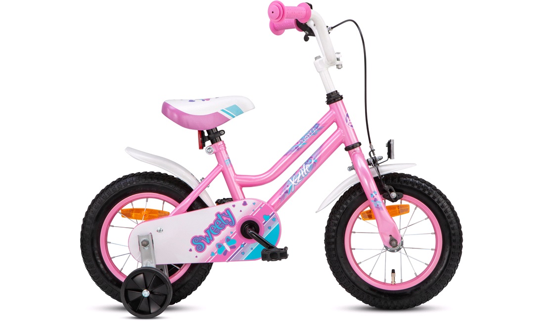 12" lyserød/hvid - Børnecykler 12-18 tommer hjul, cykler til børn fra 1-6 år - thansen.dk