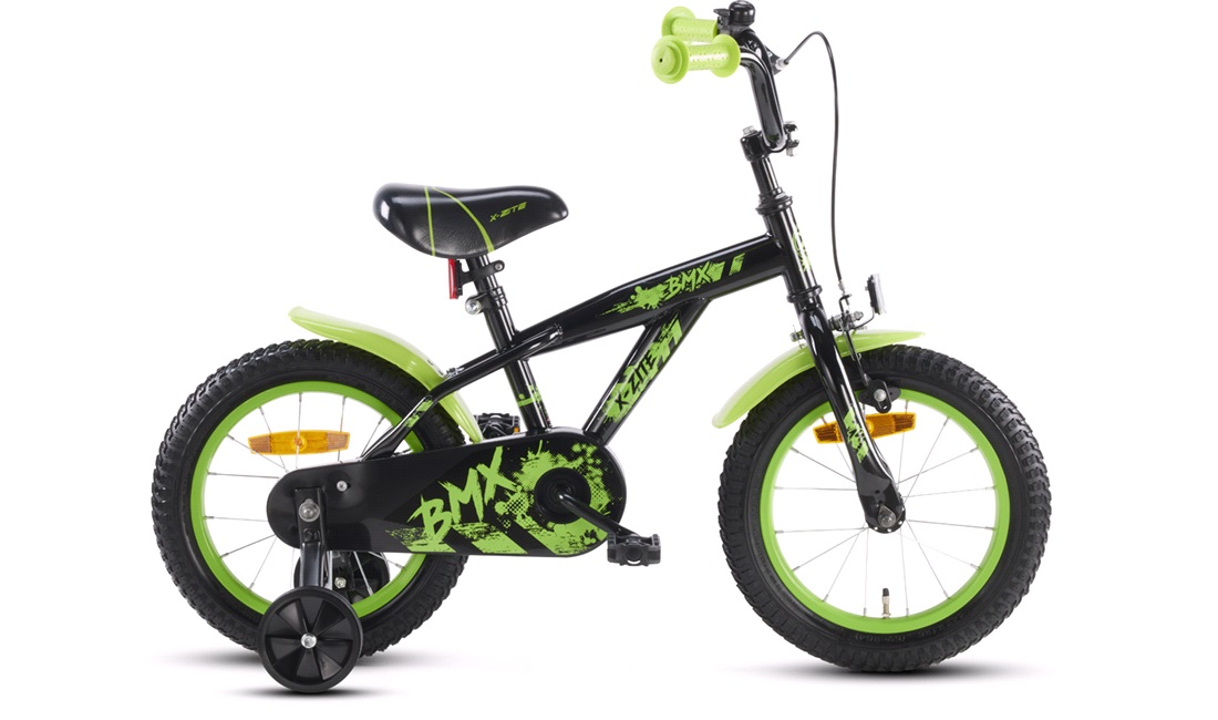  Drengecykel 14" BMX style sort/grøn