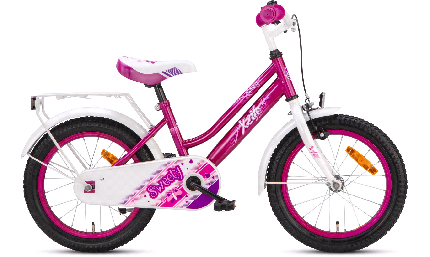 Pigecykel 16" pink/hvid Sweety - cykler til 1-6 år - thansen.dk