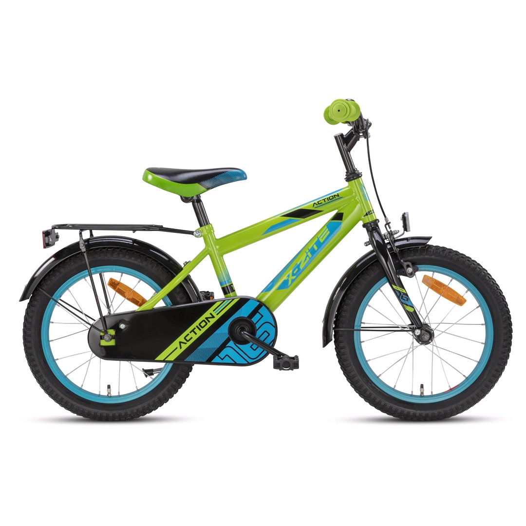 X-ZITE Action barncykel 16" Grön/Blå