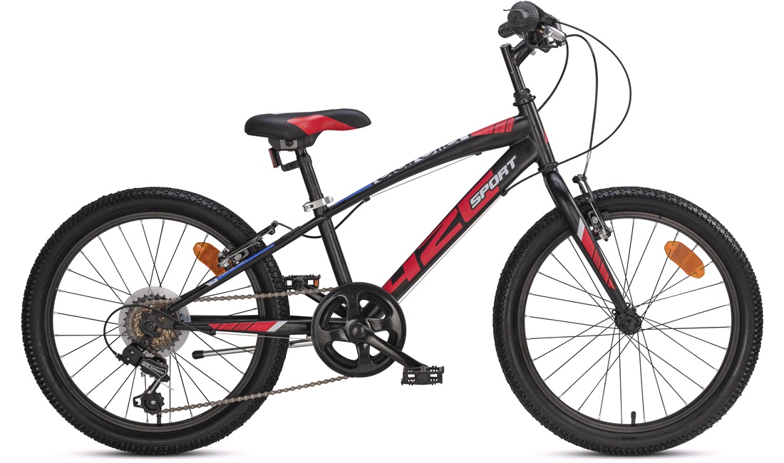 mudder Menagerry markedsføring Juniorcykel 20" DINO sort/rød 6-gear - Juniorcykler 20-26 tommer hjul,  cykler til børn mellem 6-14 år - thansen.dk