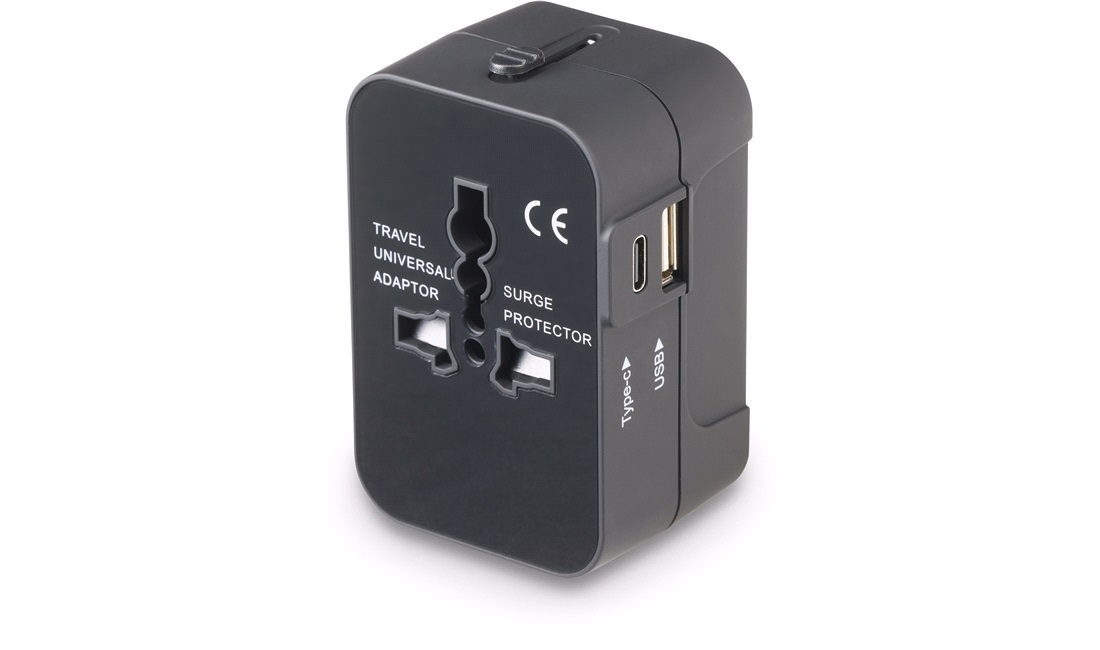  Rejseadapter EU/USA/UK/AUS m USB-A/C  