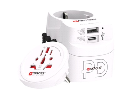 Rejseadapter SKROSS PRO Light USB AC30PD