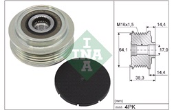 Friløbskobling, generator