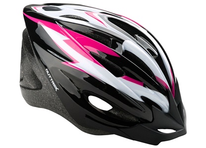 Cykelhjelm sort/pink/hvid junior 52-55