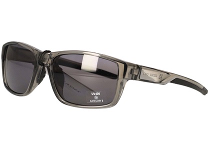 Solbrille blank sort m. grå glas