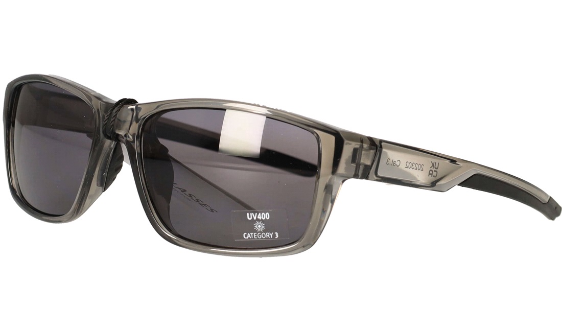  Solbrille blank sort med grå glas