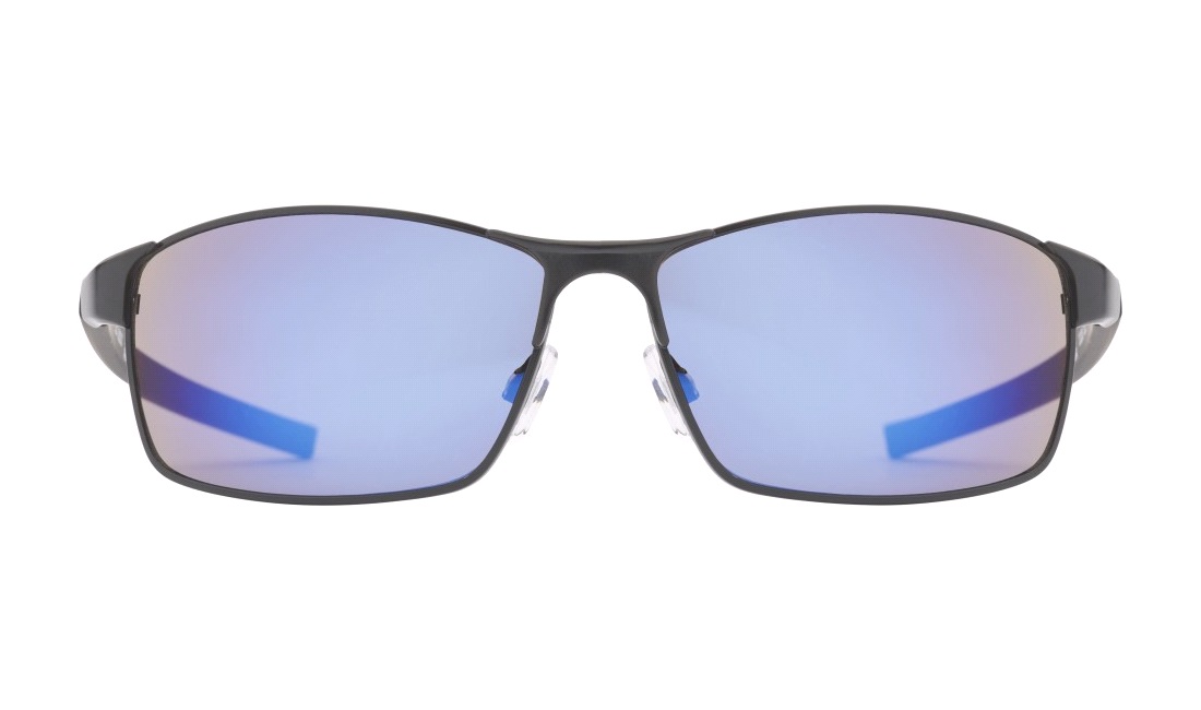  Solbrille mat sort metal med blå glas