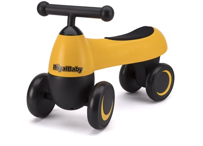 Løbecykel 4-hjulet Royalbaby gul/sort