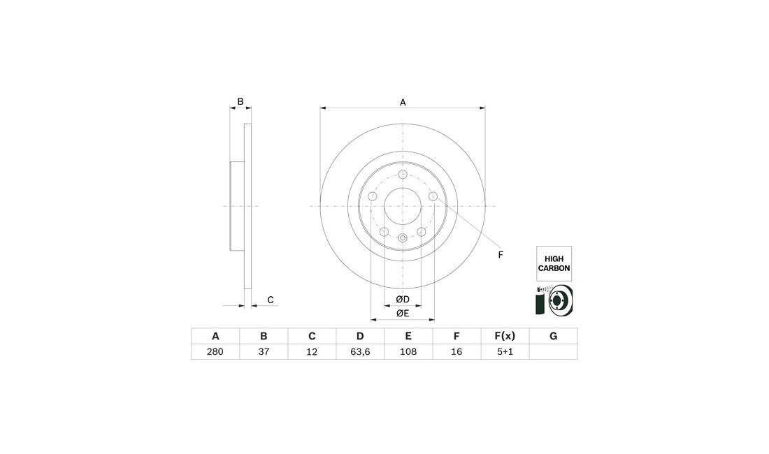  Bremseskive 280 x 12 mm