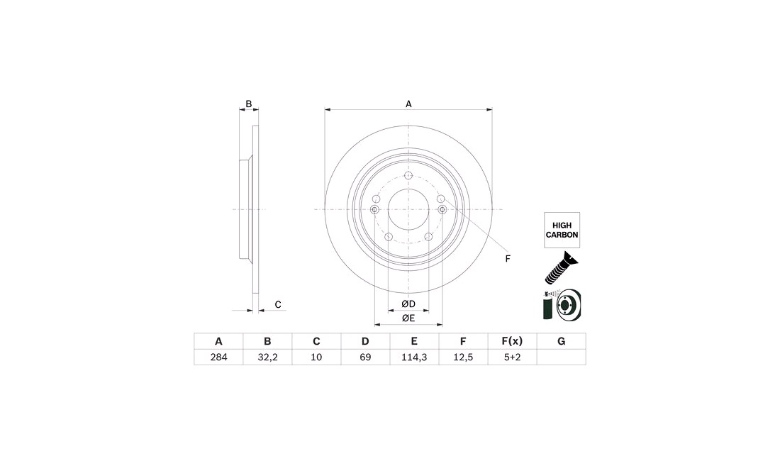  Bremseskive 284 x 10 mm