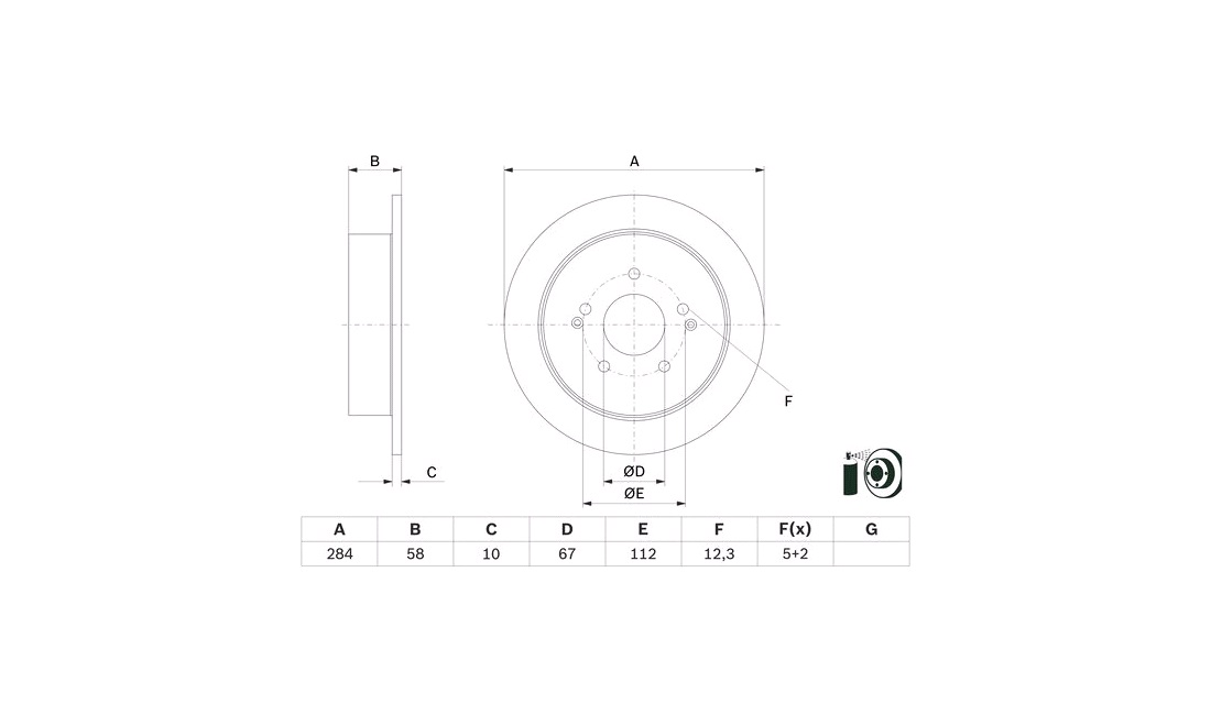  Bremseskive 284 x 10 mm