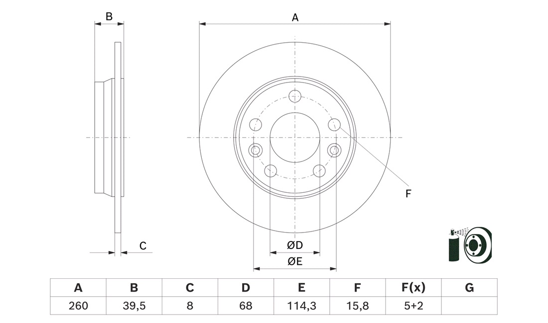  Bremseskive 260 x 8 mm