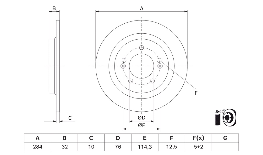  Bremseskive 284 x 10 mm