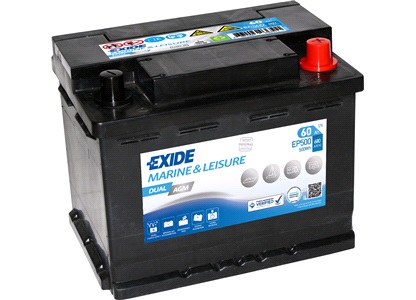 Batteri Exide 12V-60Ah EP500 DUAL AGM