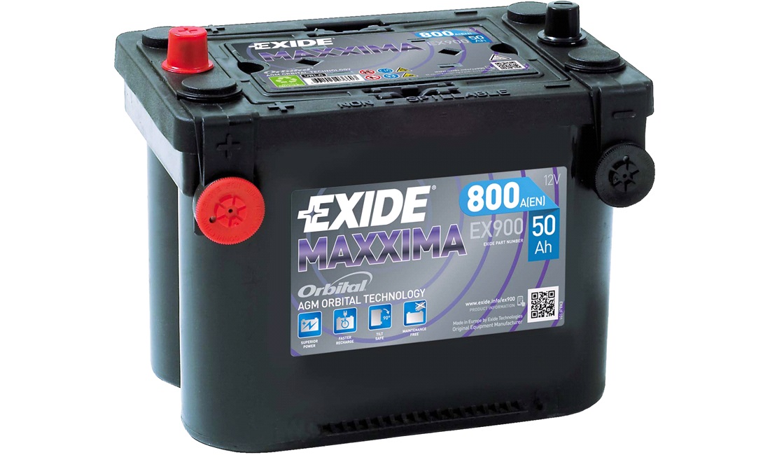  Batteri Exide 12V-50Ah EX900 AGM MAXXIMA