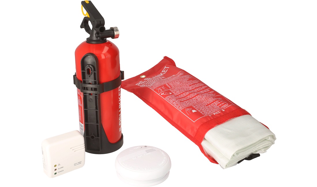  Säkerhetspaket för brand/rök/gas med 1 kg pulversläckare
