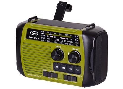 Nødradio med håndsving og solcelle, grøn