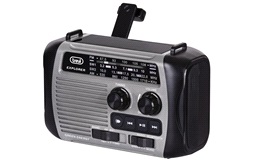 Nødradio med håndsving og solcelle, grå