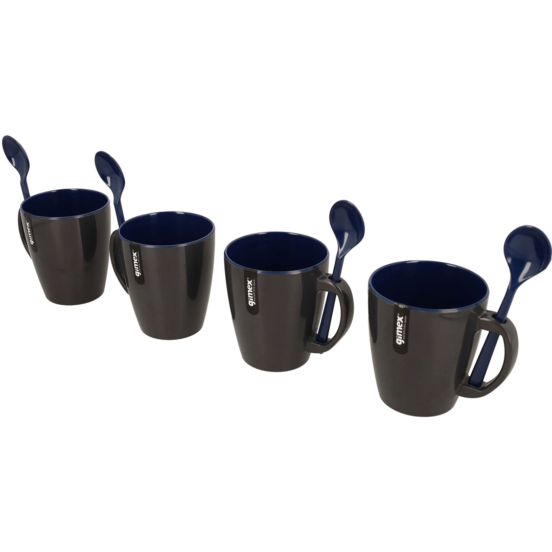 Gimex Kaffekrus M/skje, 4 Stk.Marine Blå,Gimex