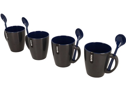 Kaffekrus m/skje, 4 stk.Marine blå,GIMEX