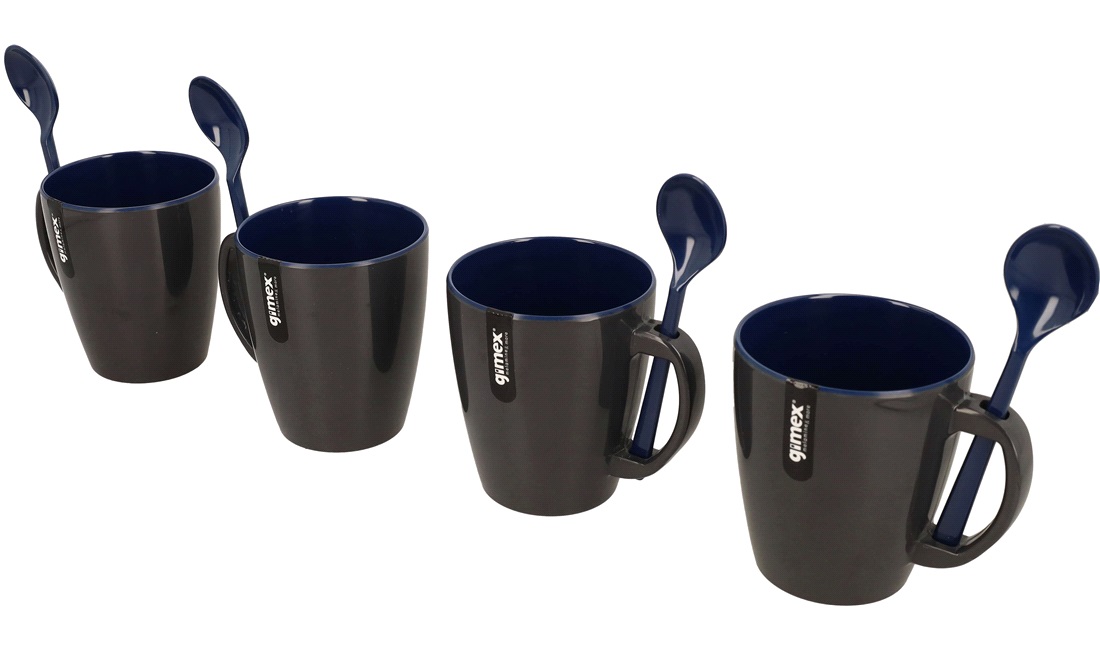  Kaffekrus m/ske, 4 stk. Navi Blue, GIMEX