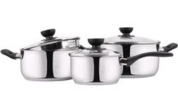 Grytset, 6 stycken rostfritt stål m/gla