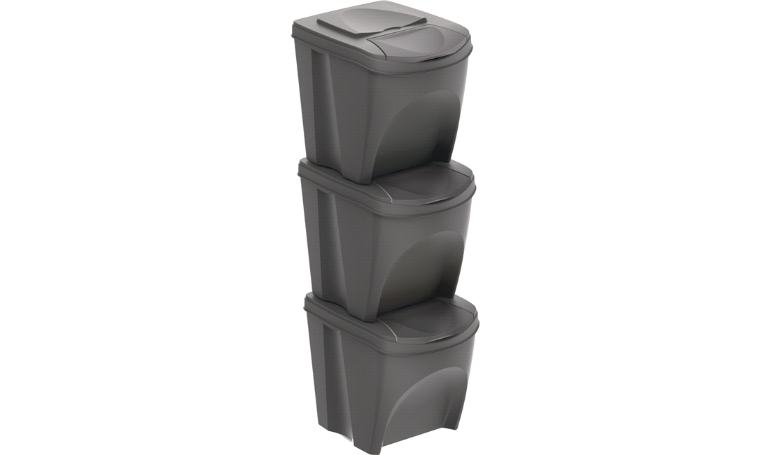  Sorteringsbokse til affaldssortering eller opbevaring 3x25l.