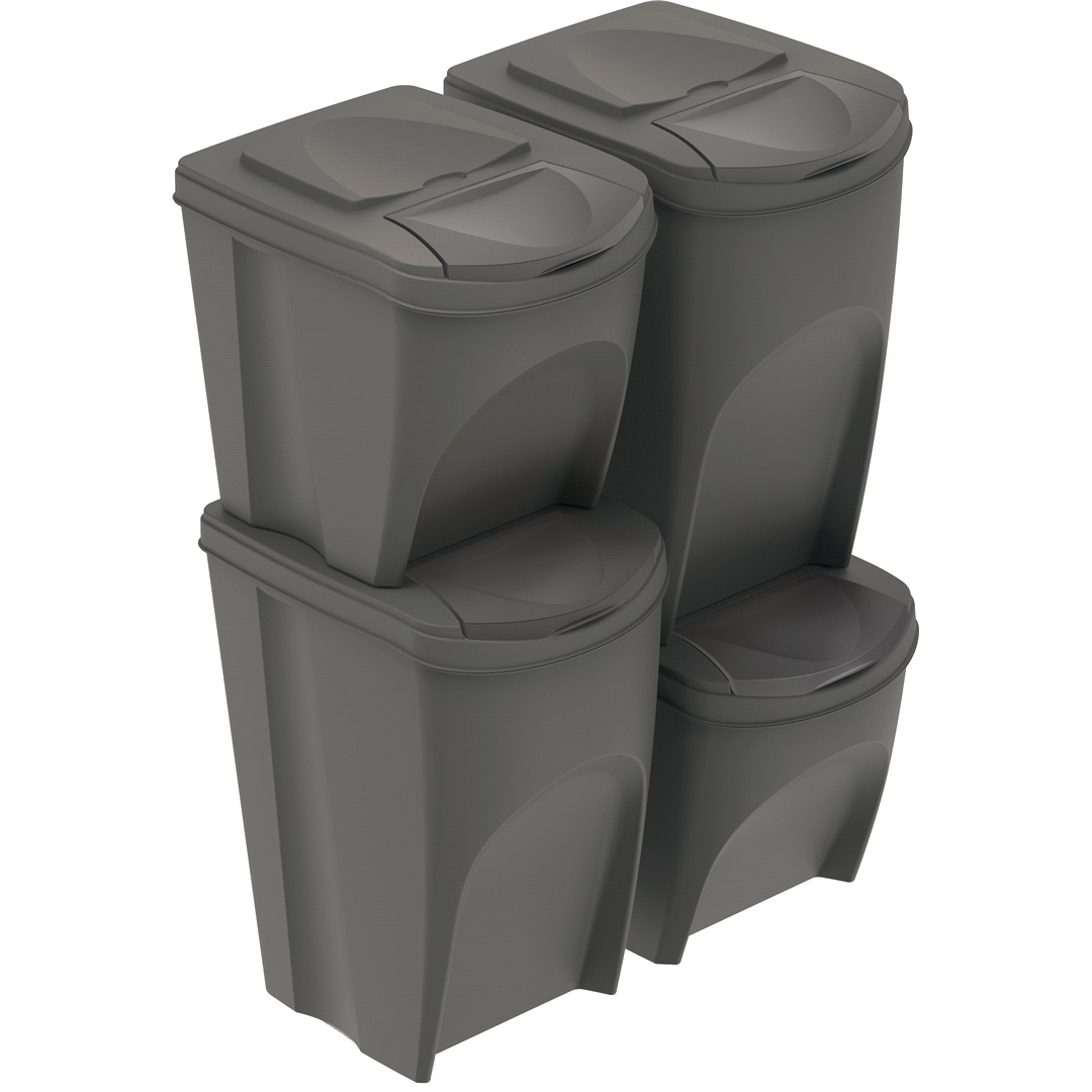 Camp+Nature Förvaringslådor 2x25 L + 2x35 L Grå