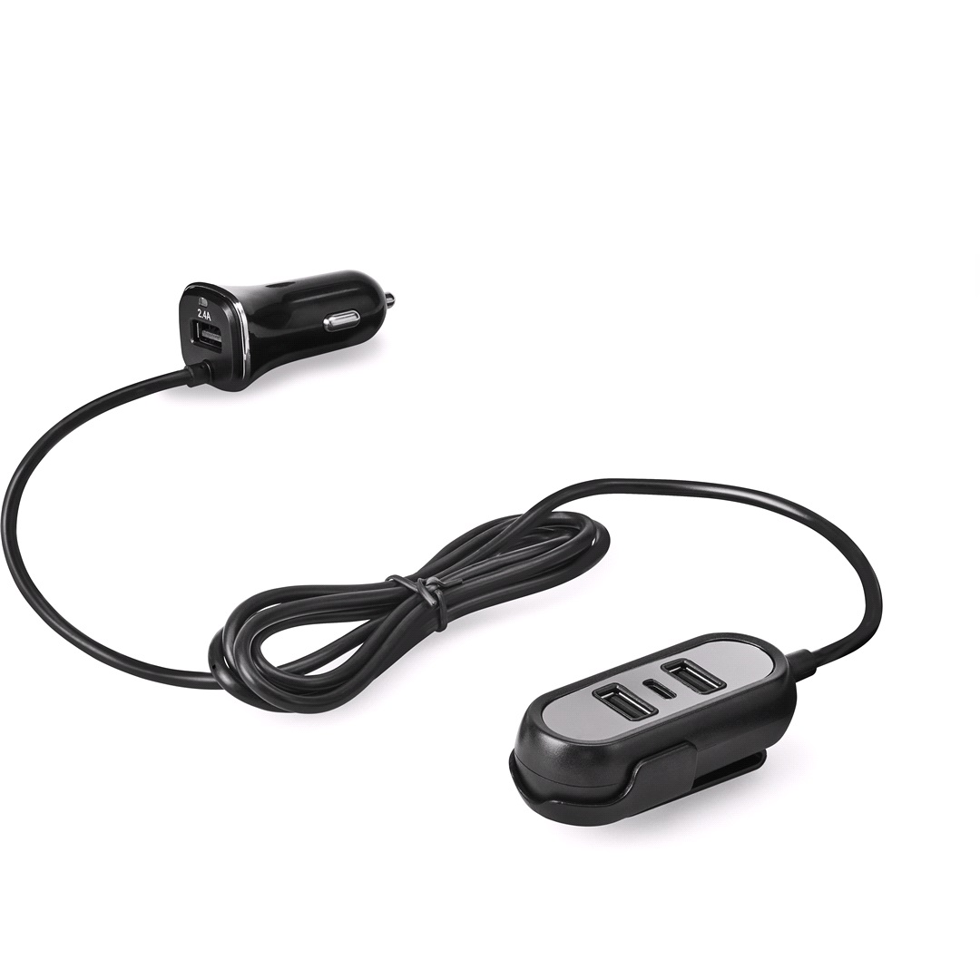Mobiline 12-24V USB adapter fram och bak USB-A/C