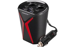 2-i-1-adapter 12V 10A 3xUSB t. kopholder