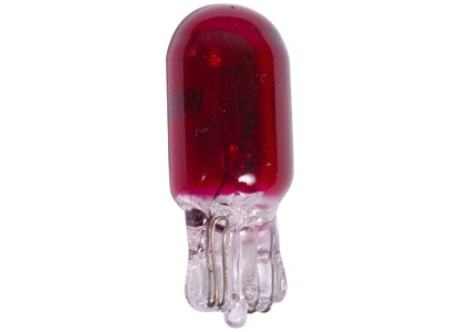 Glödlampa, glassockel, W5W, 12V-5W, röd