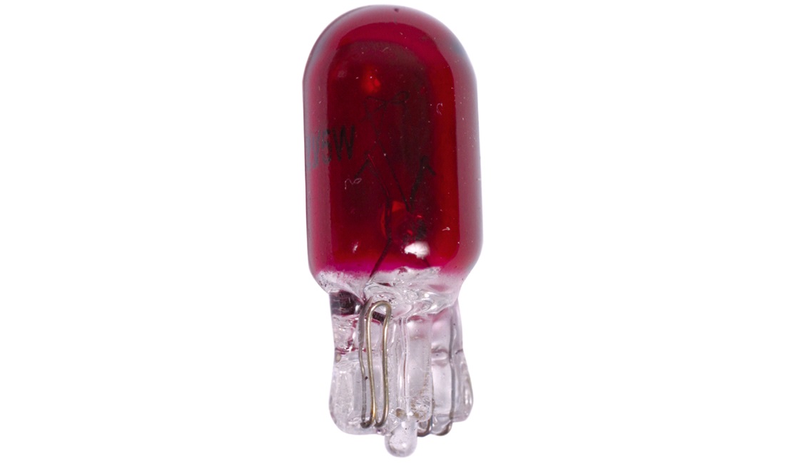  Glödlampa, glassockel, W5W, 12V-5W, röd