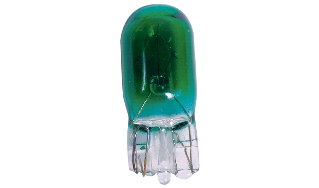  Glödlampa, glassockel, W5W, 12V-5W, grön