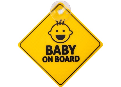 BABY ON BOARD skylt med sugkopp 