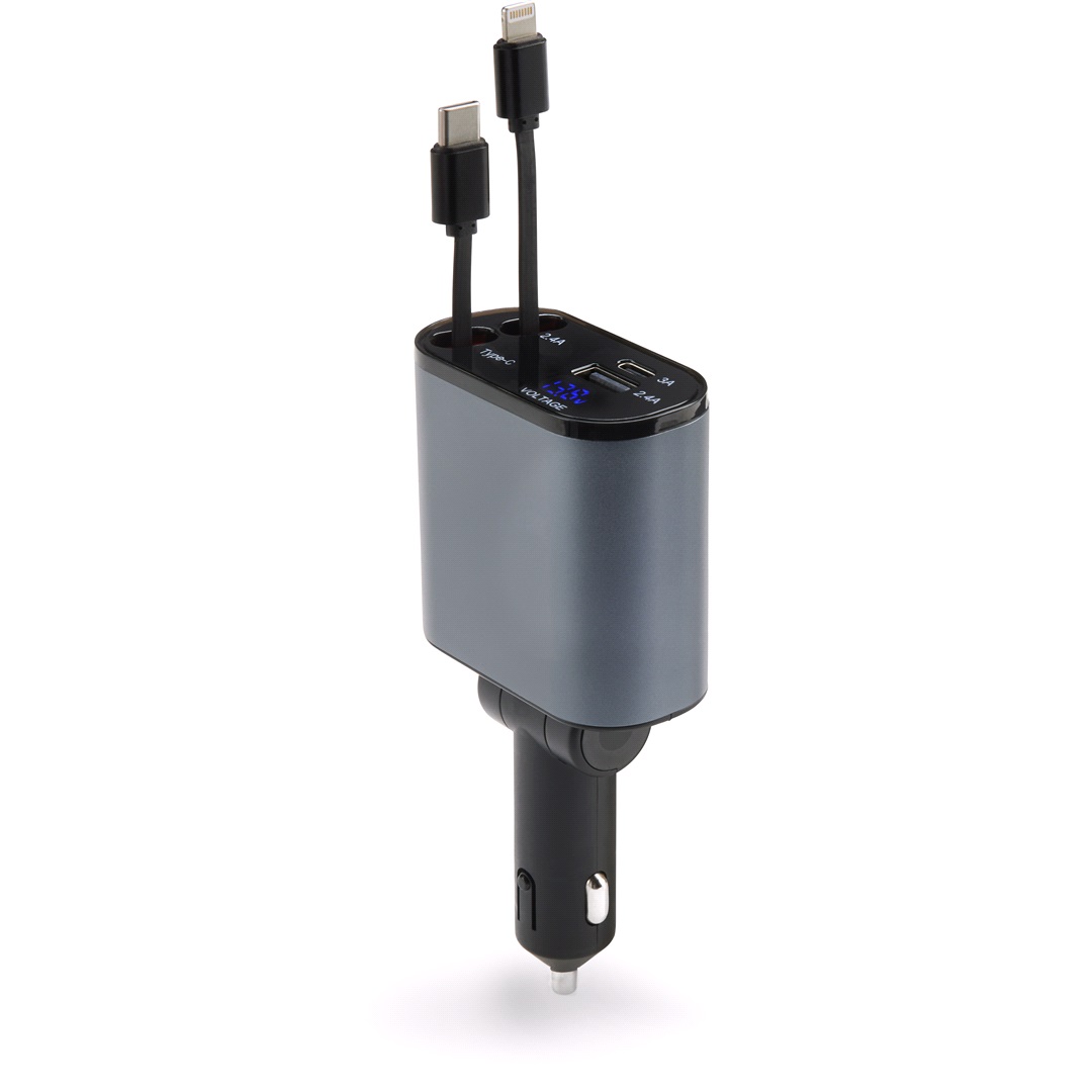 Mobiline 12/24V Multiladdare USB-C/A - Lightning