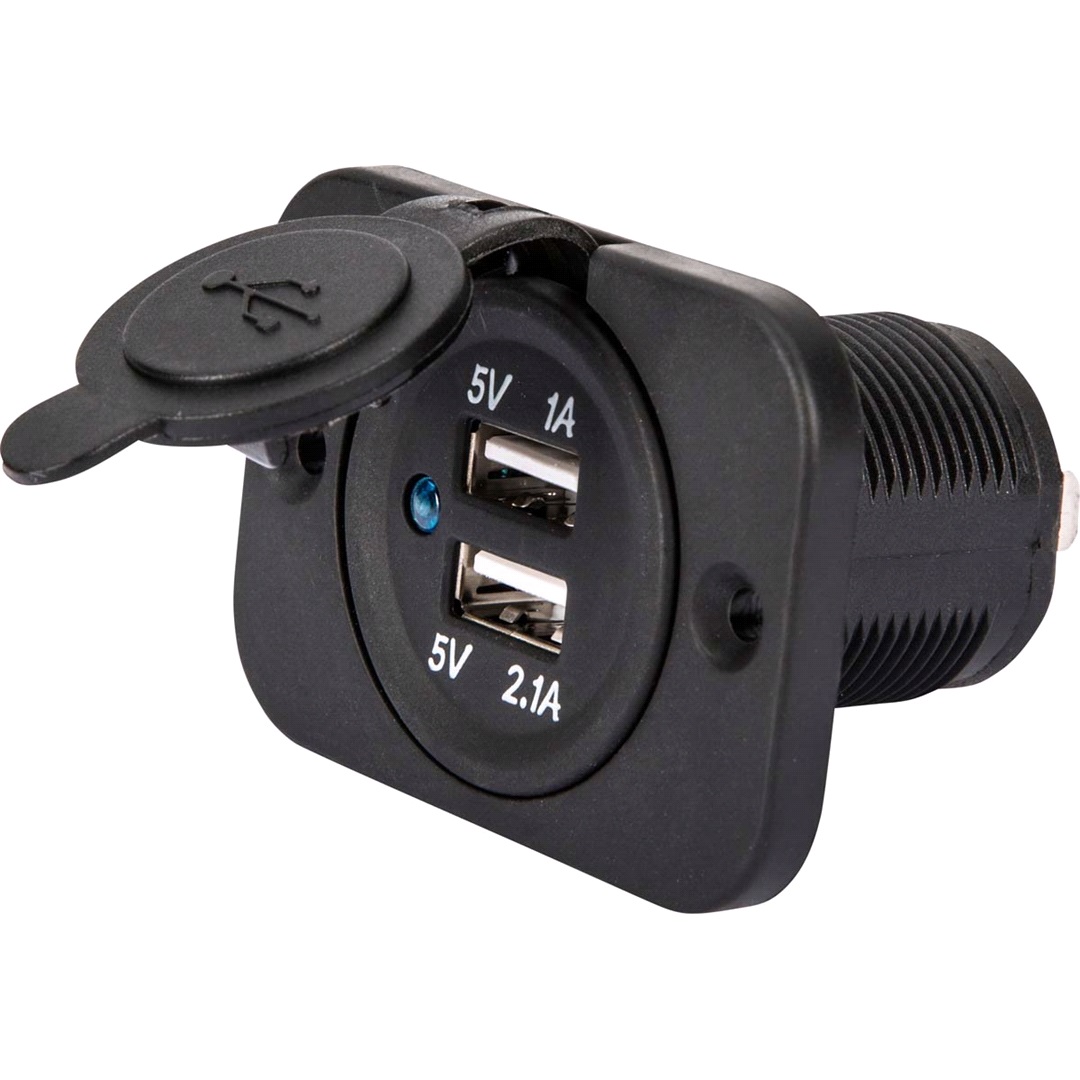 RAZE 2 ports USB uttag för montering 1A +2,1A