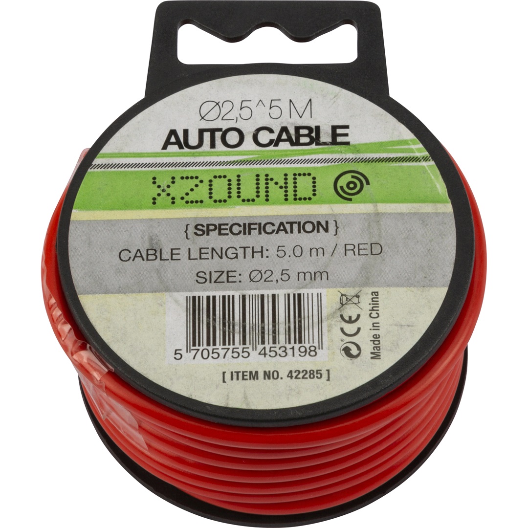 Xzound Autokabel Ø2,5 mm, 5M röd
