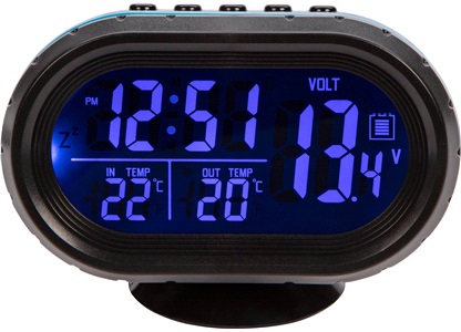 Digitalt termometer, klokke, volometer