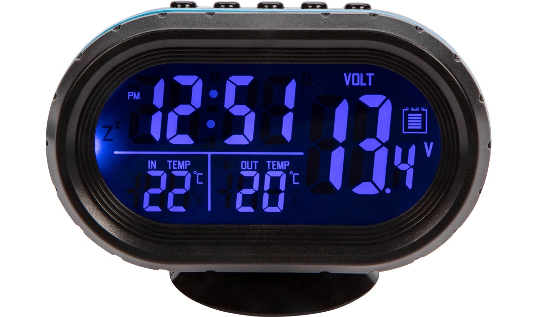  Digital inde/ude termometer voltmeter ur
